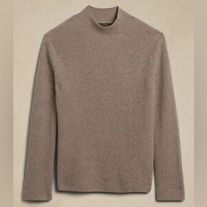 Banana Republic Curio Cashmere Ribbed Sweater in Grounded Taupe